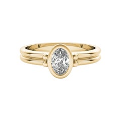 Anello con diamante a doppia fascia con castone ovale solitario certificato GIA da 1,51 carati