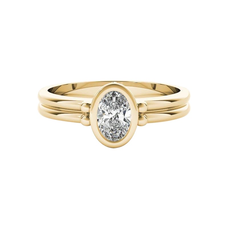 GIA Certified 1.51 Carat Oval Bezel Solitaire Double Band Diamond Ring