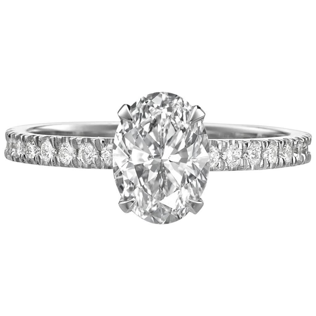 GIA Certified 1.51 Carat Oval Cut Diamond Engagement Ring For Sale