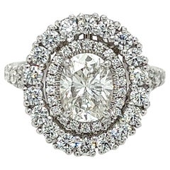 Michael M Verlobungsring mit 2,73 Karat Diamant mit doppeltem Halo