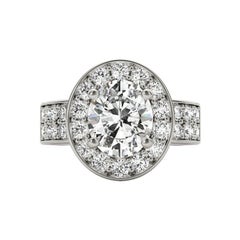 GIA Certificato 1,51 Carati Ovale aureolato a doppio canale  Anello con diamante