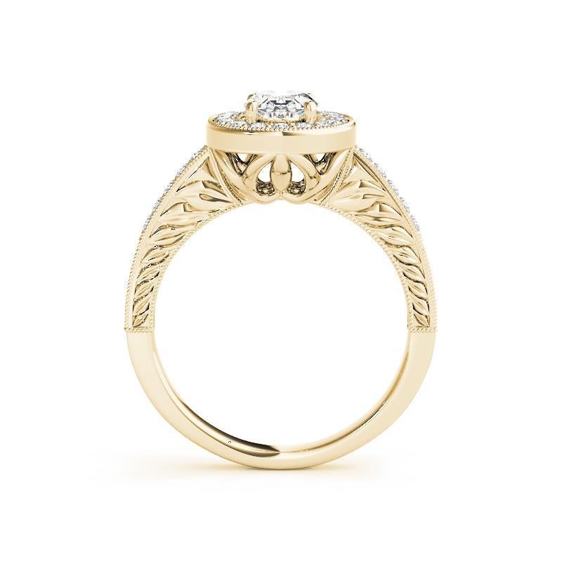 Anillo de diamantes calado grabado con halo oval de 1.51 quilates certificado por el GIA en Nuevo estado para la venta en New York, NY
