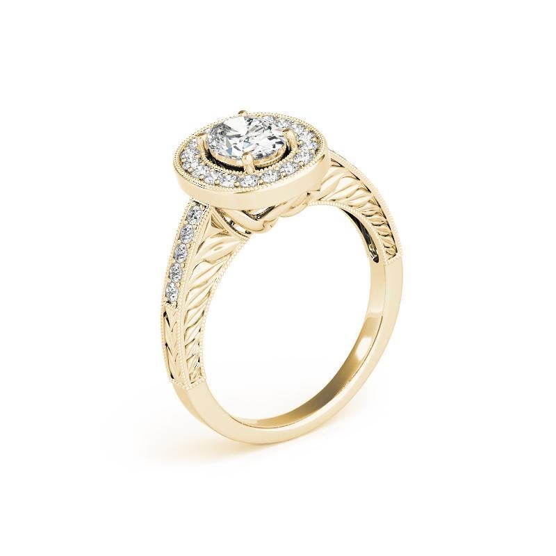 De las mujeres Anillo de diamantes calado grabado con halo oval de 1.51 quilates certificado por el GIA en venta