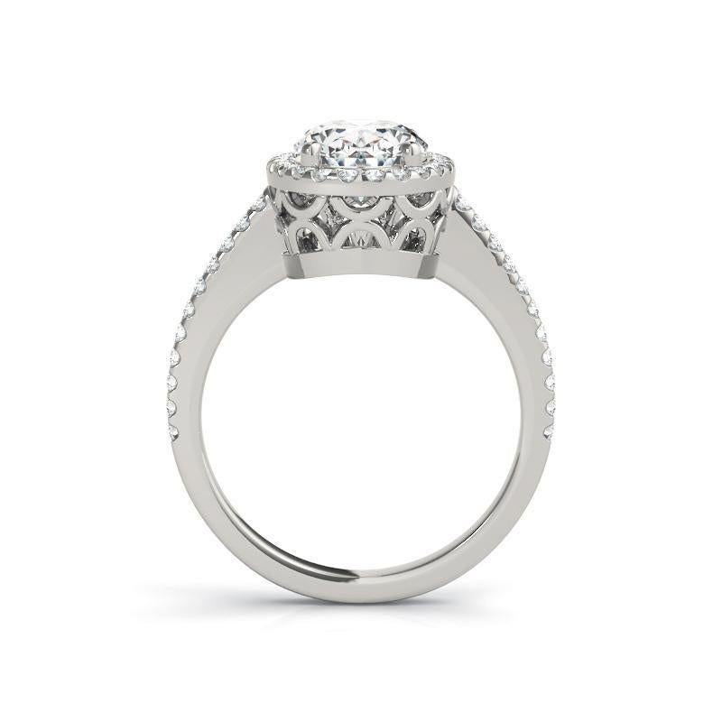 Women's GIA Certified 1.51 Carat Oval Halo Filigree Basket 18K White Gold Diamond Ring For Sale
