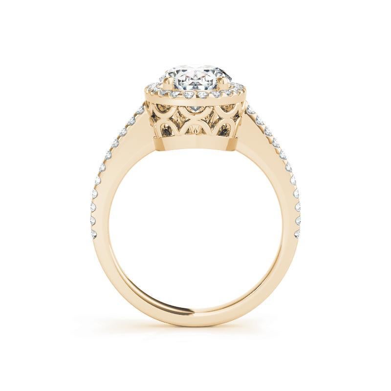 Women's GIA Certified 1.51 Carat Oval Halo Filigree Basket 18K Yellow Gold Diamond Ring For Sale