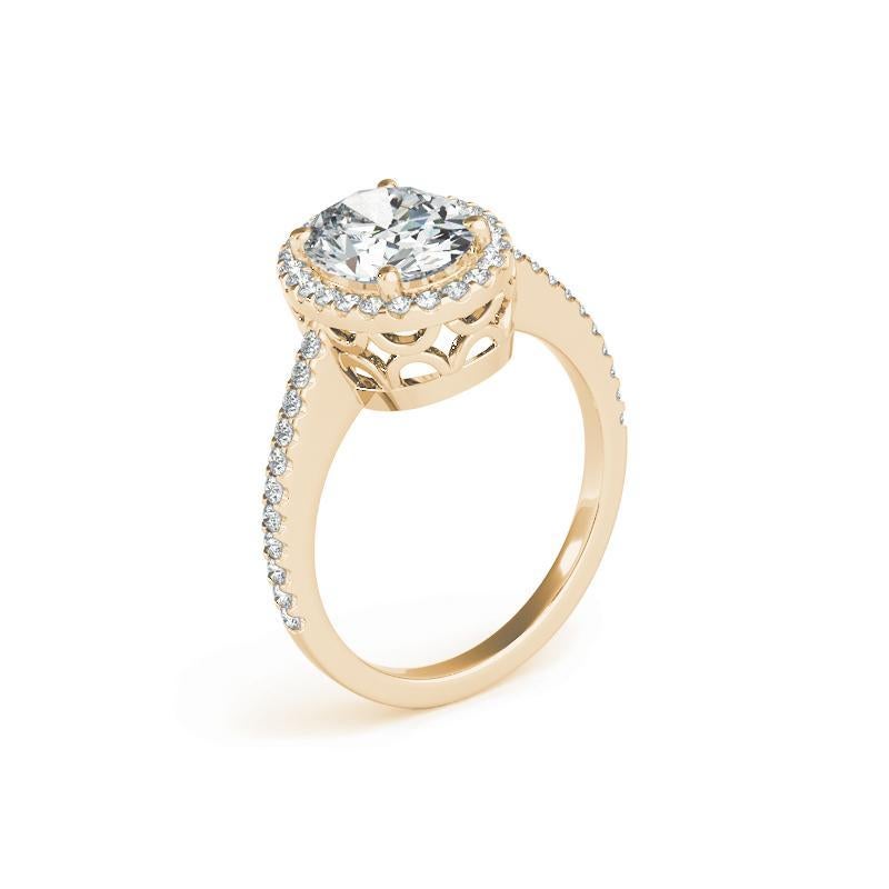 GIA Certified 1.51 Carat Oval Halo Filigree Basket 18K Yellow Gold Diamond Ring For Sale 1