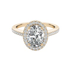 GIA Certified 1.51 Carat Oval Halo Filigree Basket 18K Yellow Gold Diamond Ring