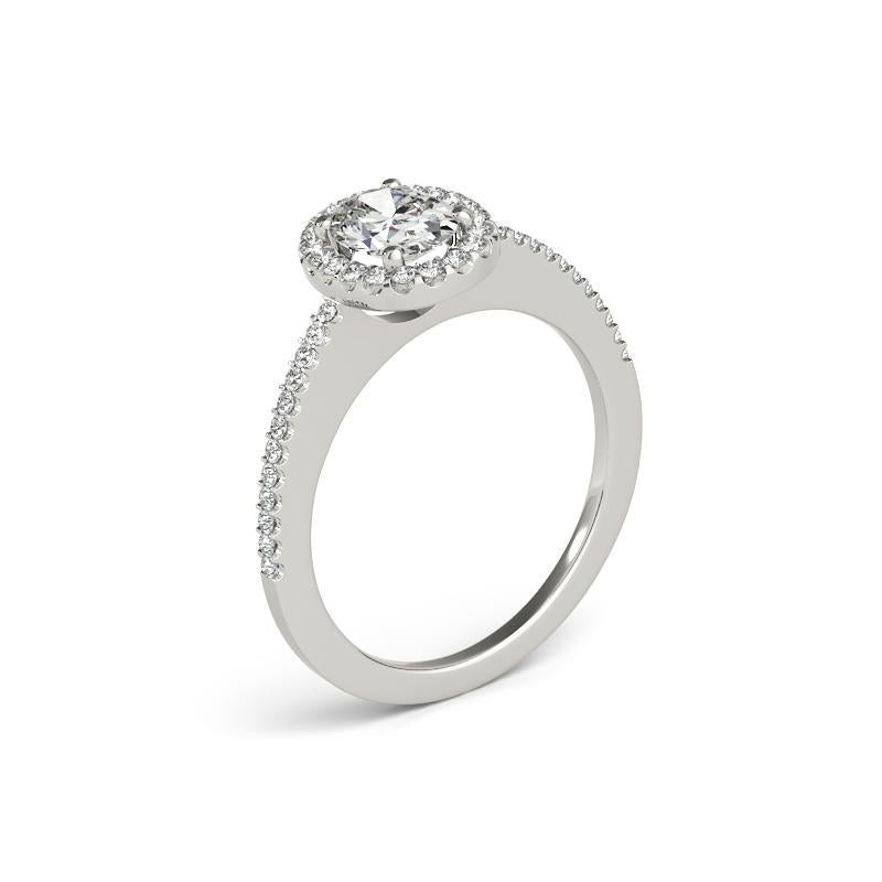 De las mujeres Halo ovalado con pavé francés de 1,51 quilates certificado por GIA  Anillo de diamantes en venta
