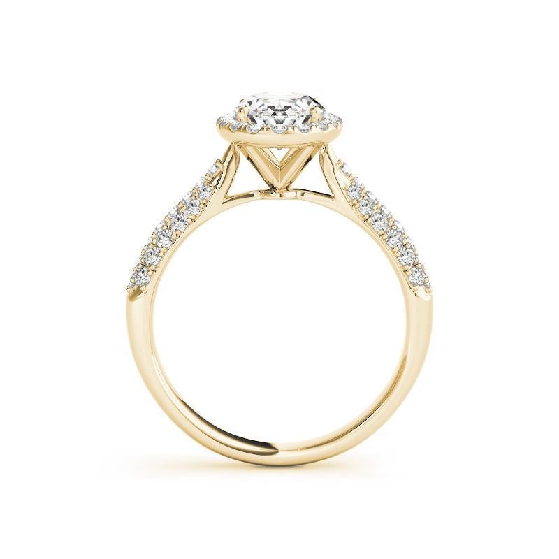GIA Certified 1,51 Carat Oval Halo Multi-Row 18K Yellow Diamond Ring In condizioni Nuovo in vendita a New York, NY