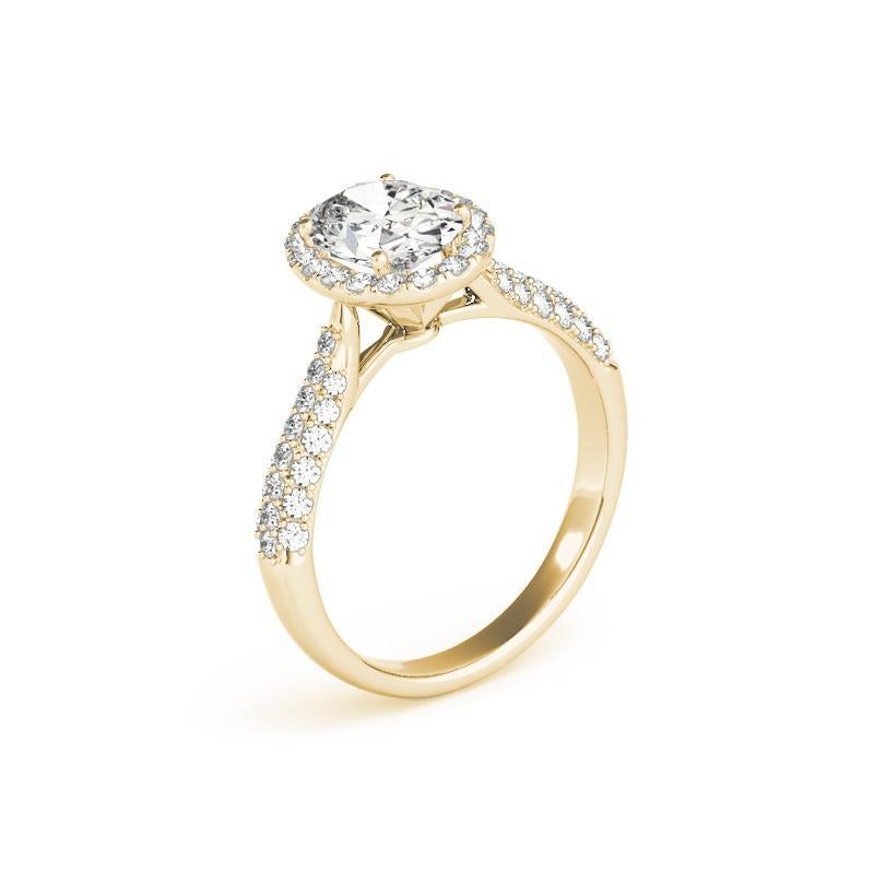 Donna GIA Certified 1,51 Carat Oval Halo Multi-Row 18K Yellow Diamond Ring in vendita