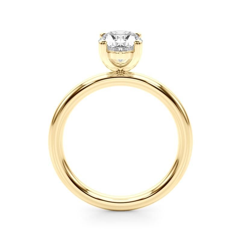 Taille ovale Bague en or jaune 18 carats certifiée GIA de 1,51 carat solitaire ovale à 4 branches en vente