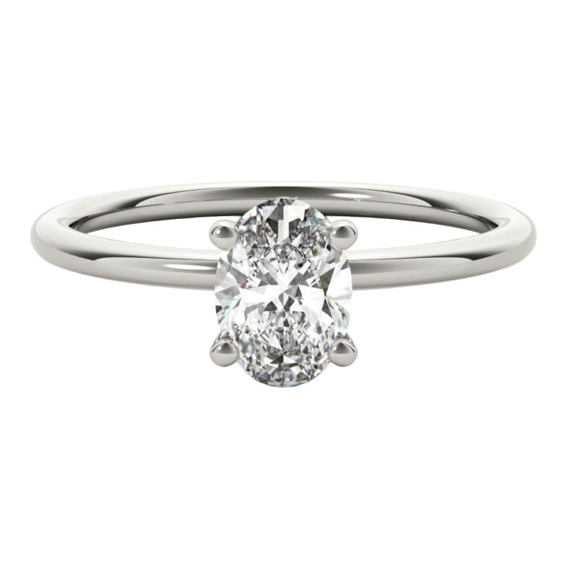 Anello con diamante solitario ovale a quattro punte in oro bianco 18 carati certificato GIA da 1,51 carati