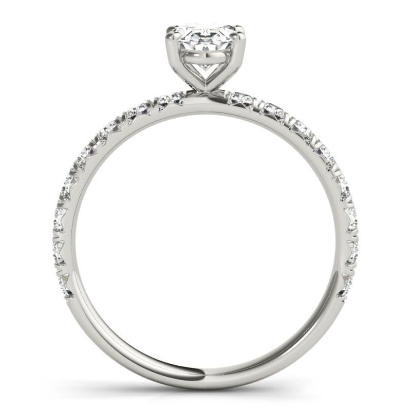 GIA zertifiziert 1,51 Karat Oval Solitär & Pave 18K Weißgold Diamantring im Zustand „Neu“ im Angebot in New York, NY