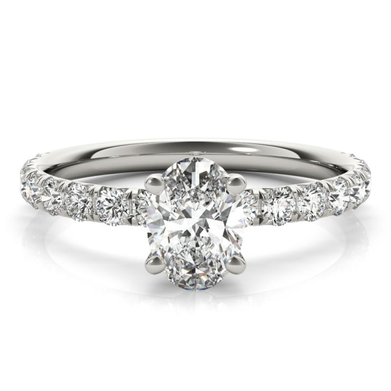 GIA zertifiziert 1,51 Karat Oval Solitär & Pave 18K Weißgold Diamantring