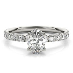 GIA zertifiziert 1,51 Karat Oval Solitär & Pave 18K Weißgold Diamantring