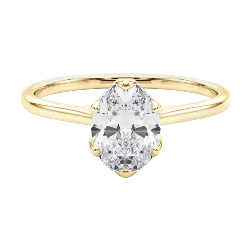 GIA zertifiziert 1,51 Karat Oval Solitär Tulip Rose Diamant Ring