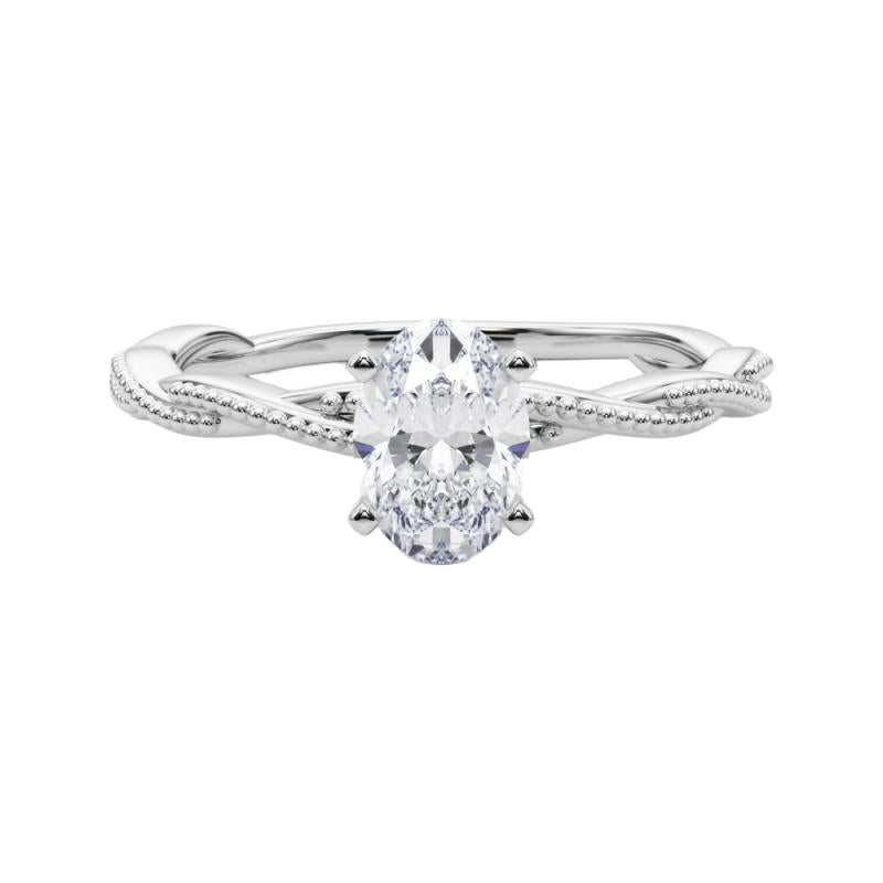 Anillo de diamantes de banda trenzada ovalada de 1.51 quilates con certificado GIA