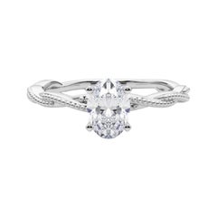 Anillo de diamantes de banda trenzada ovalada de 1.51 quilates con certificado GIA