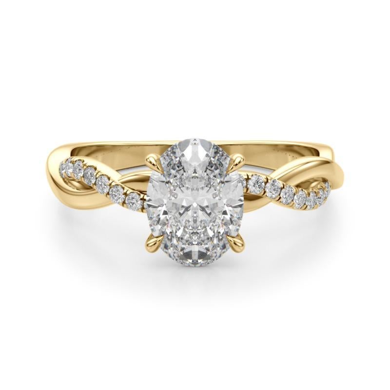 GIA Certified 1,51 Carat Pave Entwined Nature Band Oval Diamond Ring In condizioni Nuovo in vendita a New York, NY