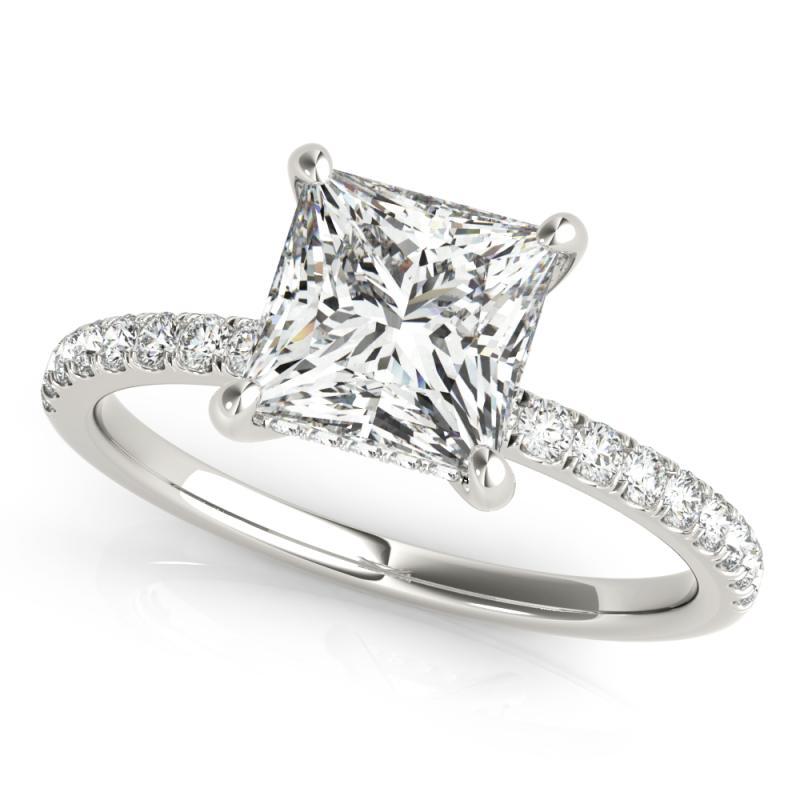 GIA-zertifiziert 1,51 Karat Pave versteckte Halo Prinzessinnenschliff Diamantring (Carréschliff) im Angebot