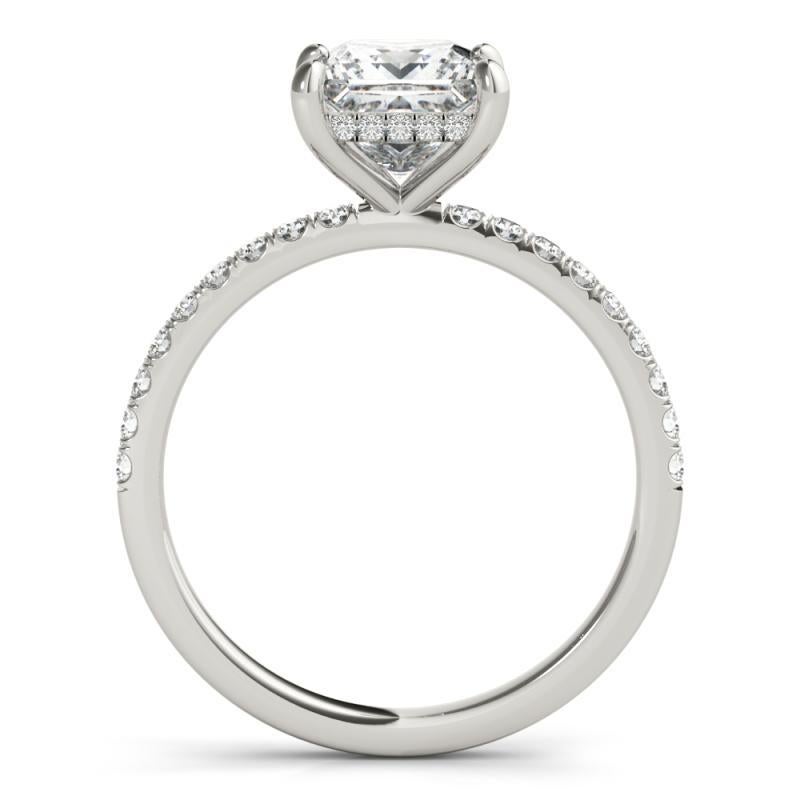 GIA-zertifiziert 1,51 Karat Pave versteckte Halo Prinzessinnenschliff Diamantring im Zustand „Neu“ im Angebot in New York, NY