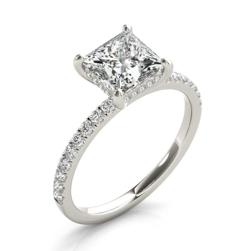 GIA-zertifiziert 1,51 Karat Pave versteckte Halo Prinzessinnenschliff Diamantring im Angebot 1