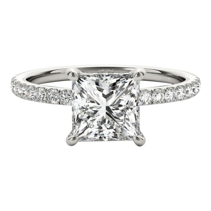 GIA-zertifiziert 1,51 Karat Pave versteckte Halo Prinzessinnenschliff Diamantring