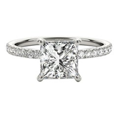 GIA-zertifiziert 1,51 Karat Pave versteckte Halo Prinzessinnenschliff Diamantring