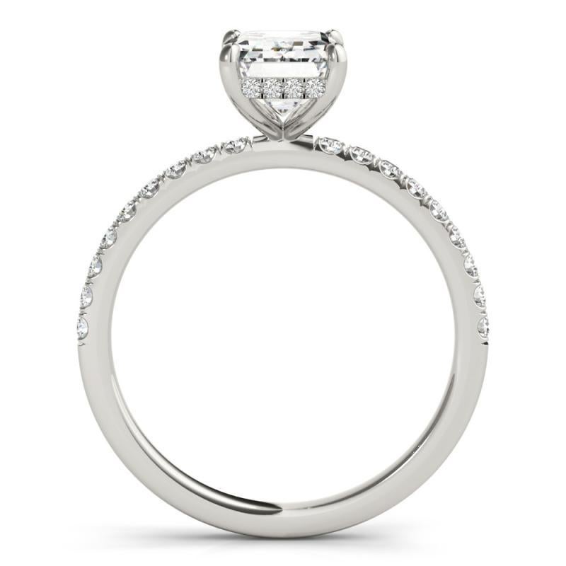 De las mujeres Anillo de diamantes de oro blanco de 18 quilates con halo oculto radiante de 1,51 quilates certificado por GIA en venta