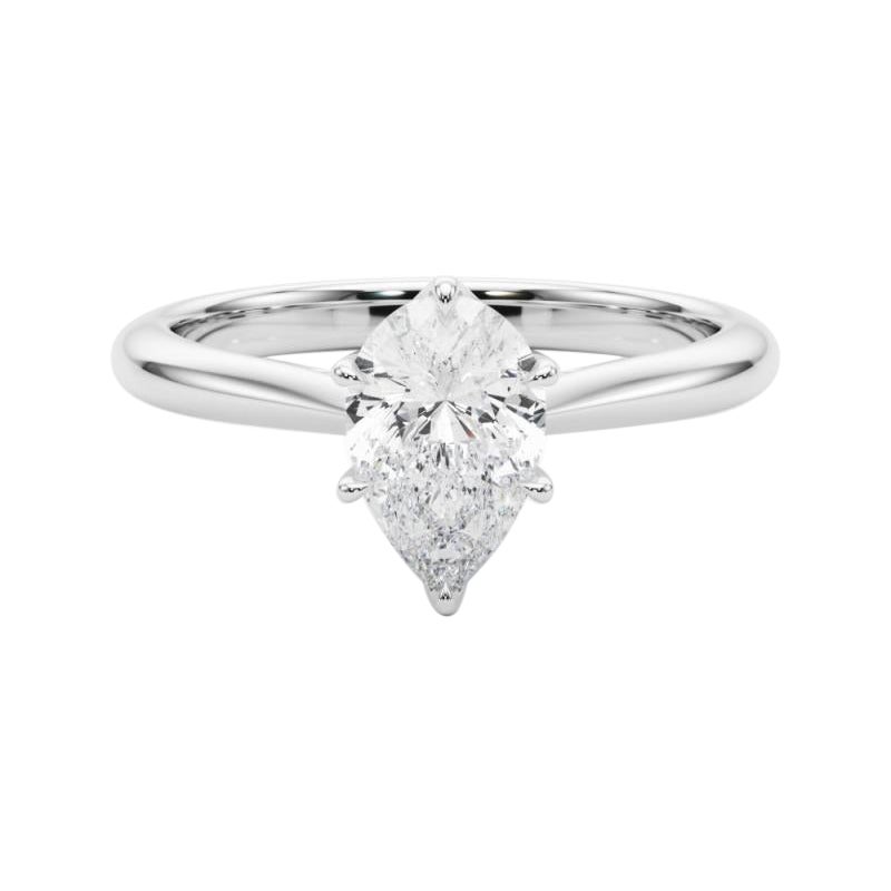 GIA Certified 1.51 Carat Pear Solitaire Cathedral 18K White Gold Diamond Ring