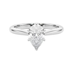 GIA Certified 1.51 Carat Pear Solitaire Cathedral 18K White Gold Diamond Ring