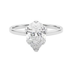 GIA Certified 1.51 Carat Pear Solitaire Tulip Rose Diamond Ring
