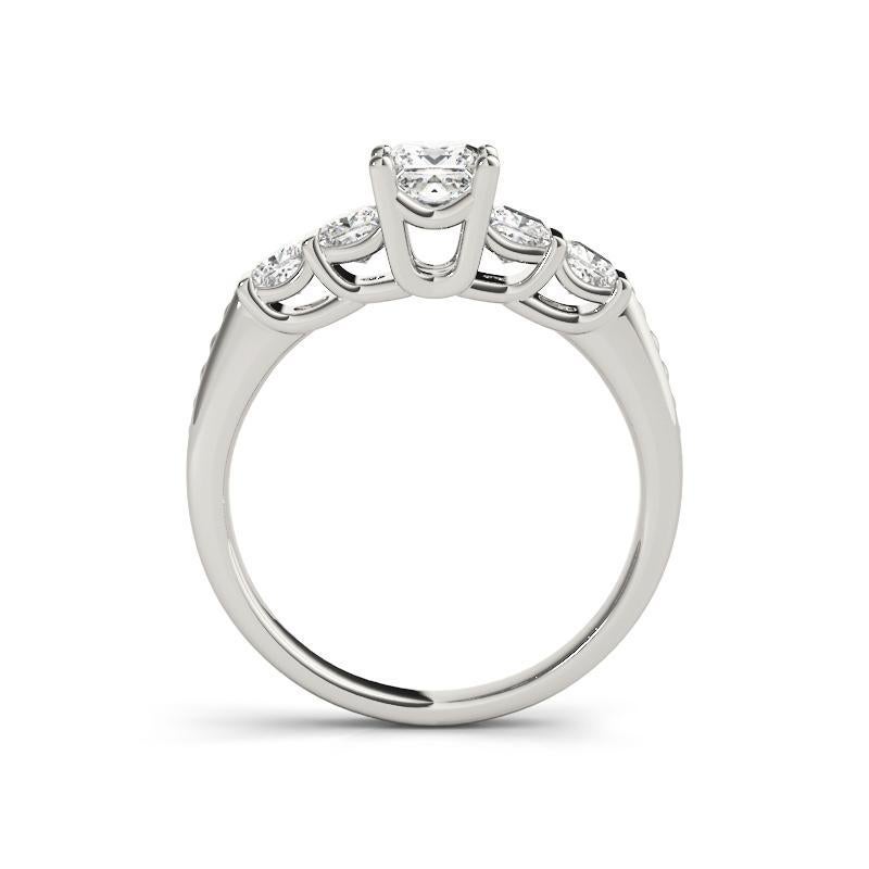 Taglio princess GIA Certified 1,51 Carati Princess 5-Stone Textured Band Platinum Diamond Ring in vendita