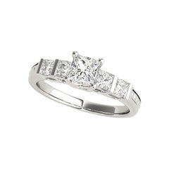 GIA Certified 1.51 Carat Princess 5-Stone Textured Band Platinum Diamond Ring