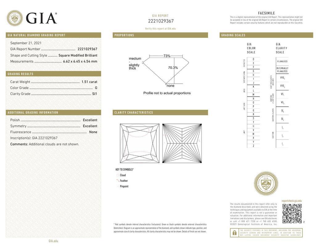 GIA-zertifizierter 1,51-Karat-Prinzessinnen-Kanal-Diamantring aus Weißgold (Zeitgenössisch) im Angebot