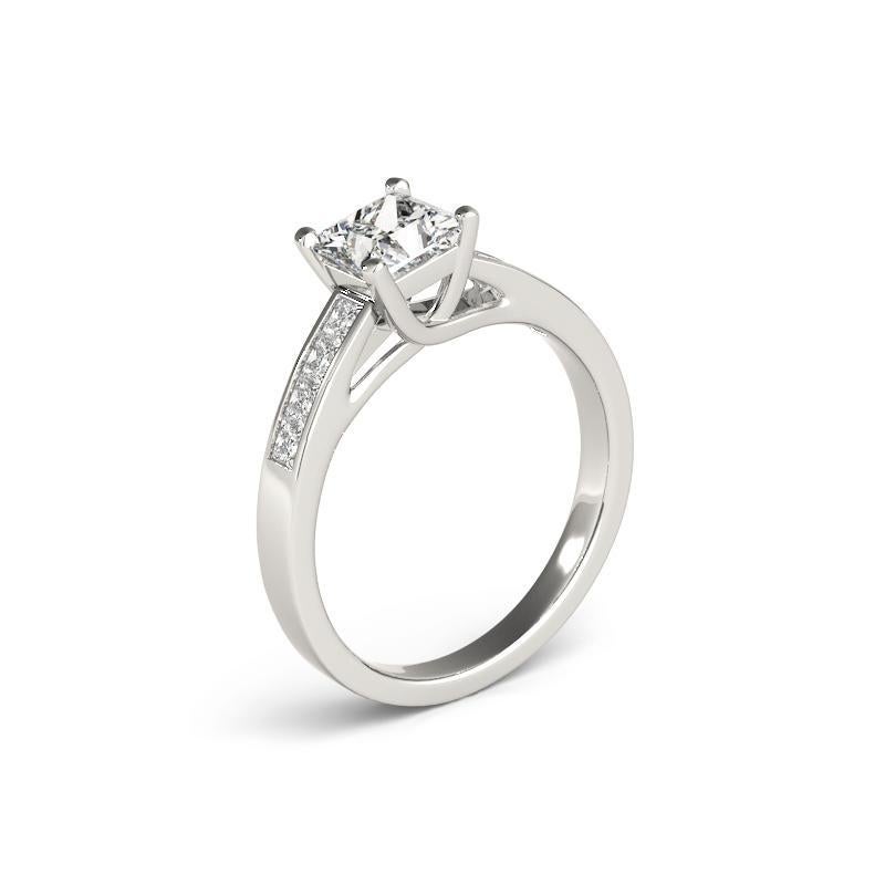 Bague en platine certifiée GIA de 1,51 carat de diamants princesses en serti cathédrale Pour femmes en vente