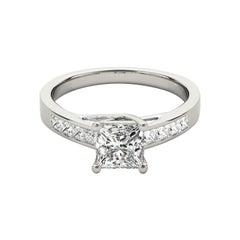 Bague en platine certifiée GIA de 1,51 carat de diamants princesses en serti cathédrale