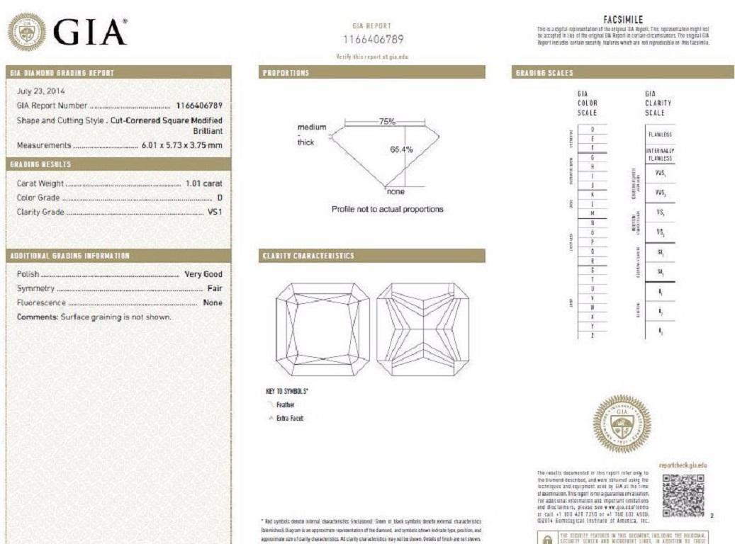 GIA Certified 1.51 Carat Princess Cut Diamond Ring Cathedral Prime D/VS For Sale 4