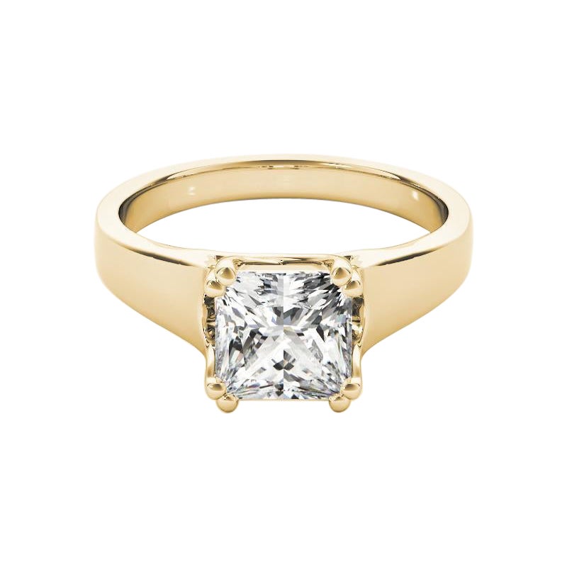GIA Certified 1,51 Carat Princess Double Prong Trellis Diamond Ring