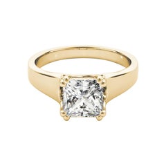 GIA Certified 1,51 Carat Princess Double Prong Trellis Diamond Ring