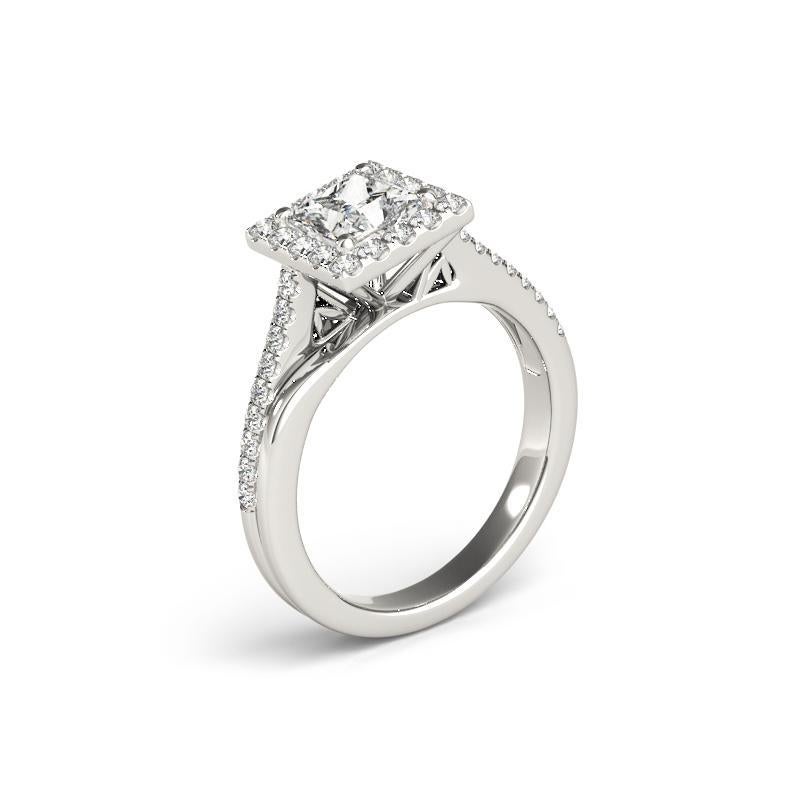 Donna GIA Certified 1.51 Carat Princess Square Halo Modern Diamond Ring in vendita