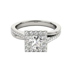 GIA Certified 1.51 Carat Princess Square Halo Modern Diamond Ring