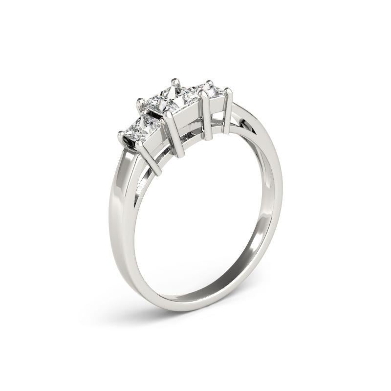 GIA zertifiziert 1,51 Karat Prinzessin Drei-Stein-Jubiläum Platin Diamantring Damen im Angebot