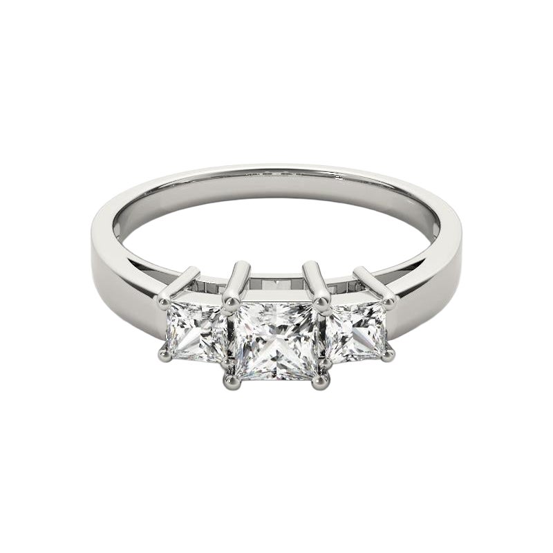 GIA Certified 1.51 Carat Princess Three-Stone Anniversary Platinum Diamond Ring