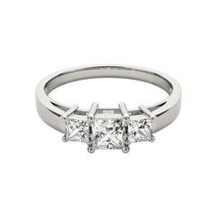 GIA Certified 1.51 Carat Princess Three-Stone Anniversary Platinum Diamond Ring