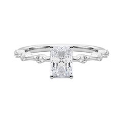GIA Certified 1.51 Carat Radiant Diamond Bamboo Shank Diamond Ring