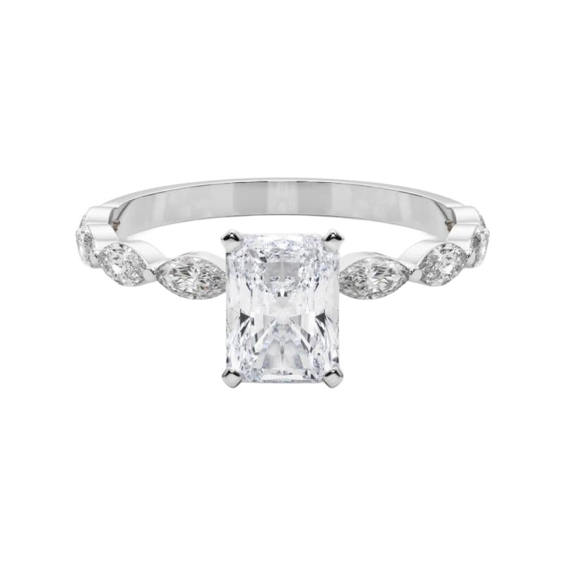 GIA Certified 1.51 Carat Radiant Diamond Band Solitaire Platinum Diamond Ring