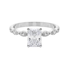GIA Certified 1.51 Carat Radiant Diamond Band Solitaire Platinum Diamond Ring