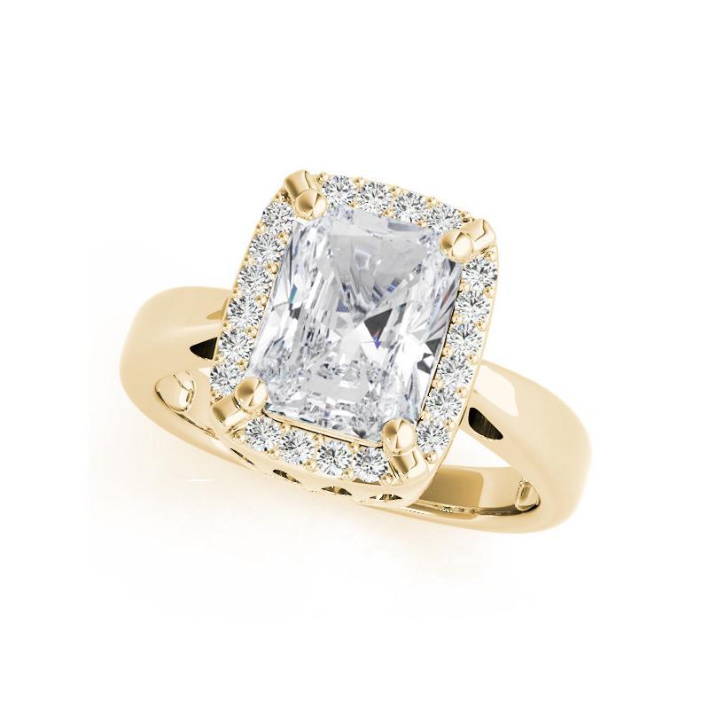 Taille radiant Bague en or jaune 18 carats certifiée GIA de 1,51 carat Radiant Halo Antique en vente