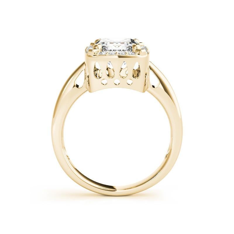 Bague en or jaune 18 carats certifiée GIA de 1,51 carat Radiant Halo Antique Neuf - En vente à New York, NY